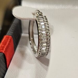 White Sapphire Sterling Silver Earrings, 925, Lab Created *SALE*